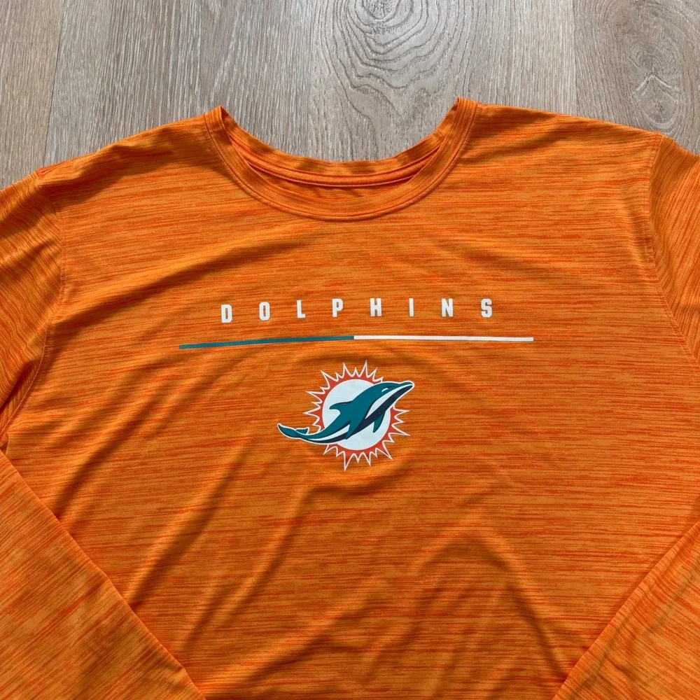 Nike‎ NFL On Field Miami Dolphins Long Sleeve Shirt Mens XXL Orange Dri-FIT Tee
